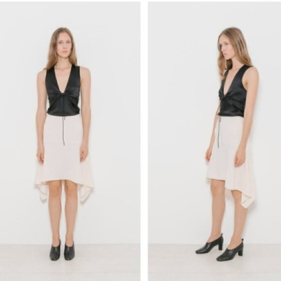 T by Alexander Wang Skirt 4 NWT Front Draped Sandstone Luxury - Picture 1 of 11